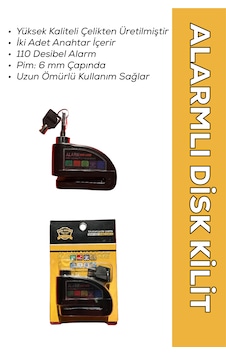 110 Db Siyah Motosiklet Alarmlı Disk Kilidi 6 Mm Pim Disk Kilidi