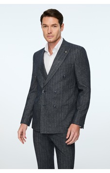 Morven Erkek Lacivert Keten Trend Çizgili Slim Fit Sivri Yaka Kruvaze Takım Elbise 26ys001004200 Lacivert Morven Erkek Lacivert Keten Trend Çizgili Slim Fit Sivri Yaka Kruvaze Takım Elbise 26ys001004200 Lacivert