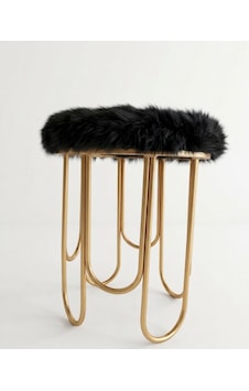 Destan Siyah Peluş Kumaş Metal Puf Gold Destan Siyah Peluş Kumaş Metal Puf Gold