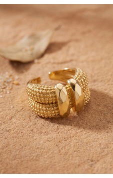 Granül Dokulu Çift Sıra Ayarlanabilir Gold Renk Yüzük 20 Granül Dokulu Çift Sıra Ayarlanabilir Gold Renk Yüzük 20