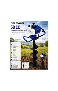 Pro Müller Profesyonel 58 Cc Benzinli Toprak Burgu Makinesi 150 Mm X 100 Cm Delme Ucu Pro Müller Profesyonel 58 Cc Benzinli Toprak Burgu Makinesi 150 Mm X 100 Cm Delme Ucu
