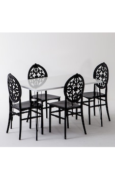 Nero Beyaz Masa 75x110 Cm Venüs Siyah Sandalye Mutfak Masa Takımı Nero Beyaz Masa 75x110 Cm Venüs Siyah Sandalye Mutfak Masa Takımı