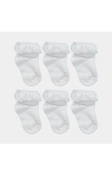 Defne Baby 6'lı Bebek Çorabı 6k011-25 Ekru Defne Baby 6'lı Bebek Çorabı 6k011-25 Ekru