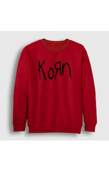 Presmono Unisex Logo Korn Sweatshirt Kırmızı Presmono Unisex Logo Korn Sweatshirt Kırmızı
