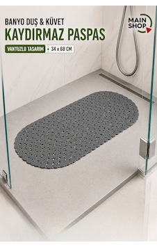 Mainshop Güvenli Ve Kaydırmaz Gri Duş Paspası - 34x68 Cm Vantuzlu Banyo Paspası M-130 Mainshop Güvenli Ve Kaydırmaz Gri Duş Paspası - 34x68 Cm Vantuzlu Banyo Paspası M-130