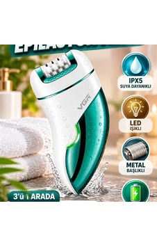 Vgr 3'ü 1 Arada Epilatör Ipx5 Suya Dayanıklı, Led Işıklı, Metal Başlıklı, 90 Dakika Kullanım Vgr 3'ü 1 Arada Epilatör Ipx5 Suya Dayanıklı, Led Işıklı, Metal Başlıklı, 90 Dakika Kullanım