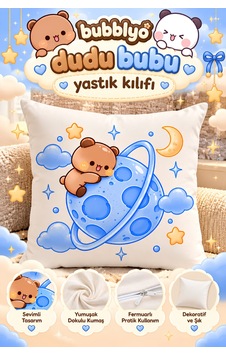 Dudu Bubu Dekoratif Yastık Kılıfı Mavi Mavi