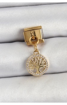 316l Çelik Sallantılı Zirkon Taşlı Hayat Ağacı Model Gold Renk Nomination Charm Standart 316l Çelik Sallantılı Zirkon Taşlı Hayat Ağacı Model Gold Renk Nomination Charm Standart