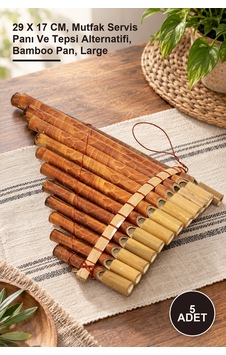 5 Adet Bambu Pan Filüt Büyük 29 X 17 Cm, Mutfak Servis Panı Ve Tepsi Alternatifi, Bamboo Pan, Large -