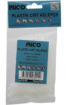 100pcs Beyaz 2.5x100mm Plastik Cırt Kelepçe 4741