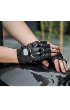 MOONRIDER Motosiklet Eldiveni Yarım Kesik Parmak Motorcu Eldiveni Korumalı