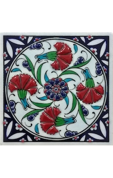 Armada Çini 10X10 Cm Ed 104 Dörtlü Karanfil Iznik El Dekoru Çini Armada Çini 10X10 Cm Ed 104 Dörtlü Karanfil Iznik El Dekoru Çini