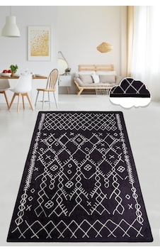 Chart Black Sıyah 80X300 Cm Modern Yıkanabilir Kaymaz Taban Halı Chart Black Sıyah 80X300 Cm Modern Yıkanabilir Kaymaz Taban Halı