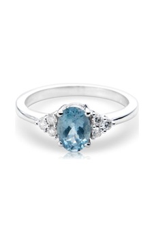 Pırlanta Ve Oval Mavi Topaz Taşlı Yüzük Pırlanta Ve Oval Mavi Topaz Taşlı Yüzük