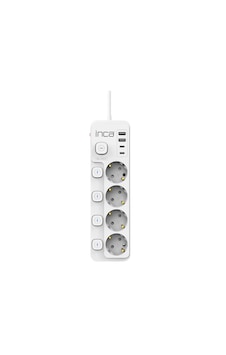 Inca Ipw-48by3 4 Port 2xusb+ 2xtype-c Akım Korumalı Bağımsız Led Tuşlu Priz 3m - Beyaz
