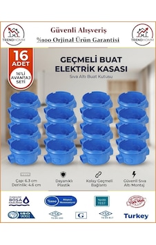 Trendhomm Geçmeli Anahtar Priz Kasası - Halojen Free Alev Yaymayan Kasa - 16 Adet Trendhomm Geçmeli Anahtar Priz Kasası - Halojen Free Alev Yaymayan Kasa - 16 Adet
