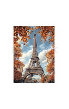 5d Elmas Boyama Kiti Eiffel Kulesi 30x40 Cm Sonbahar Manzarası & Altın Yapraklar,hobi