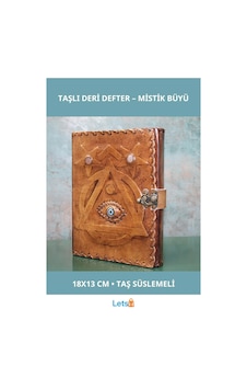 Taşlı Deri Defter Mistik Tasarım 18x13 Cm Çok Renkli Taşlı Deri Defter Mistik Tasarım 18x13 Cm Çok Renkli
