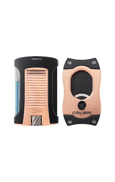 Colibri Daytona Rose Gold-siyah Tek Torch Çakmak & Rose Gold S Cut Premium Puro Seti