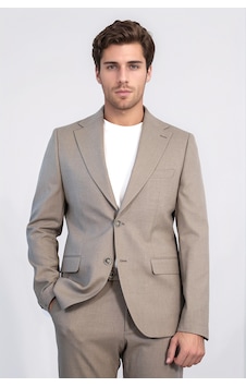 Vizon Slim Fit İki Düğmeli Keten Görünümlü Erkek Takım Elbise - Wessi Kahverengi Vizon Slim Fit İki Düğmeli Keten Görünümlü Erkek Takım Elbise - Wessi Kahverengi