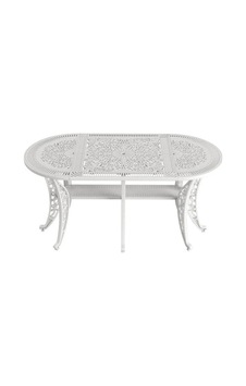 Ferforje İstanbul Oval Masa 75 150cm Beyaz Çok Renkli