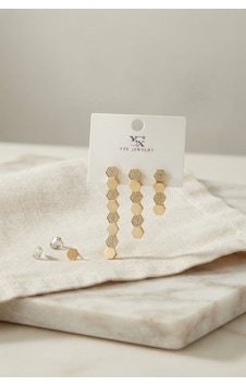 Pirinç Gold Renk Petek Model Kadın Küpe Seti - Bayi Depom Diğer Pirinç Gold Renk Petek Model Kadın Küpe Seti - Bayi Depom Diğer