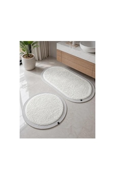 Nesrin Kaymaz Taban Peluş Banyo Paspası Seti Jüt Kenar Detaylı 2'li Oval Yuvarlak 100x60 60x60 Krem Nesrin Kaymaz Taban Peluş Banyo Paspası Seti Jüt Kenar Detaylı 2'li Oval Yuvarlak 100x60 60x60 Krem