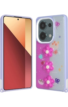 Xiaomi Poco M6 Pro 4g Kılıf Parlayan Simli Kabartma Figürlü Zore Cevze Kapak Mor Papatya Xiaomi Poco M6 Pro 4g Kılıf Parlayan Simli Kabartma Figürlü Zore Cevze Kapak Mor Papatya