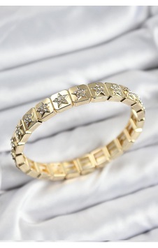 Pirinç Zirkon Taşlı Yıldız Model Gold Renk Lastikli Kadın Bileklik Çok Renkli Pirinç Zirkon Taşlı Yıldız Model Gold Renk Lastikli Kadın Bileklik Çok Renkli