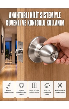 Estetik Güvenli Topuzlu Kapı Kilidi Ikılıt-6-3ed16
