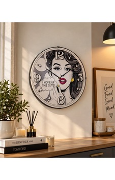 Retro Pop Art Kadın Figürlü Dekoratif Duvar Saati-7947 Retro Pop Art Kadın Figürlü Dekoratif Duvar Saati-7947