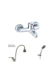 Erce Mix Spiralli Evye ve Banyo Bataryası duş Takımı Krom Erce Mix Spiralli Evye ve Banyo Bataryası duş Takımı Krom
