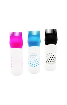 Saç Boyama Tarak Renkli 6oz Ölçekli - Şeffaf Plastik Şişeli Saç Boyama Tarak Renkli 6oz Ölçekli - Şeffaf Plastik Şişeli