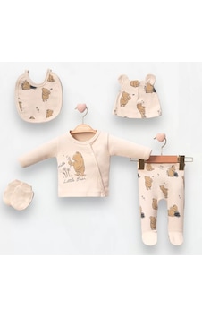Mini Cayzen Little Bear Baskılı 5'li Bebek Hastane Çıkışı Yenidoğan Zıbın Set Krem Mini Cayzen Little Bear Baskılı 5'li Bebek Hastane Çıkışı Yenidoğan Zıbın Set Krem