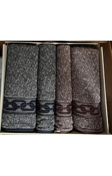 Özdilek Bold Chain Best Set Hamam Takımı Lacivert - Mürdüm Çok Renkli