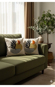Punch İşlemeli Modern Tasarım Dekoratif 2'li Kırlent Kılıfı Nakışlı Keten 43x43 Cm Çok Renkli Punch İşlemeli Modern Tasarım Dekoratif 2'li Kırlent Kılıfı Nakışlı Keten 43x43 Cm Çok Renkli