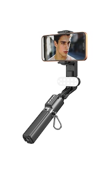 Lenyes Lph124 Dolgu Işıklı Teleskopik Tripod Ve Mini Selfie Çubuğu Siyah