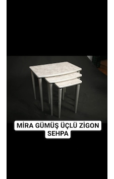 Moleni Mira Gümüş Zigon Sehpa Moleni Mira Gümüş Zigon Sehpa