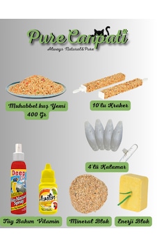 Purecanpati Muhabbet Kuş Yem,vitamin,gaga Taşı Ve Bakım Seti Purecanpati Muhabbet Kuş Yem,vitamin,gaga Taşı Ve Bakım Seti
