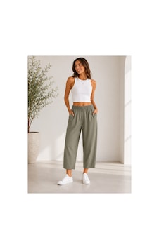 Mixxtrend Kadın Tencel Mom Kalıp Havuç Pantolon Haki Mixxtrend Kadın Tencel Mom Kalıp Havuç Pantolon Haki