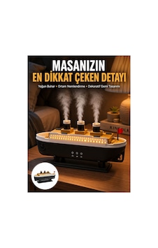Yeni 7 Renk Ortam Işıklı Dekoratif Gemi Tasarım Hava Nemlendirici Difüzör Yeni Nesil Trend