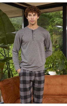 Kly Erkek Uzun Kol Midi Yaka Antrasit Pijama Takımı C1t5n0o8 001 Kly Erkek Uzun Kol Midi Yaka Antrasit Pijama Takımı C1t5n0o8 001