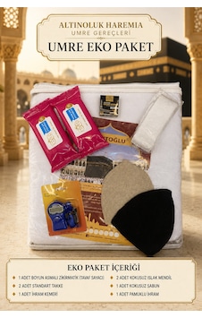 Umre Eko Paket Pamuklu İhram, Zikirmatik, Takke, İhram Kemeri Ve Kokusuz Bakım Seti Standart Umre Eko Paket Pamuklu İhram, Zikirmatik, Takke, İhram Kemeri Ve Kokusuz Bakım Seti Standart