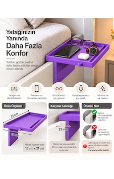 Yatak Yanı Pratik Raf Mor Yatak Yanı Pratik Raf Mor