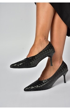 Fox Shoes Z676026009 Siyah Örgü Modelli İnce Topuklu Kadın Stiletto Ayakkabı Fox Shoes Z676026009 Siyah Örgü Modelli İnce Topuklu Kadın Stiletto Ayakkabı