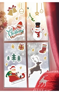 MSticker Yılbaşı Sticker Seti Kızakta Noel Baba, Noel Süsleri Duvar-cam Sticker MSticker Yılbaşı Sticker Seti Kızakta Noel Baba, Noel Süsleri Duvar-cam Sticker