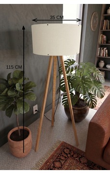 3 Ayaklı Tripod Lambader Krem Kumaş Başlık Diğer 3 Ayaklı Tripod Lambader Krem Kumaş Başlık Diğer