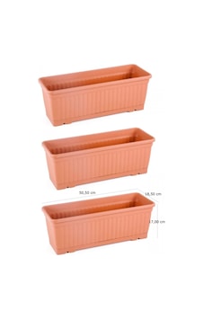 3 Adet Kemer Balkon Saksı 11 Litre /50cm Uzunluk 18,5cm En