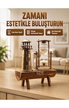 Deniz Feneri Tasarımlı Ahşap Kum Saati Retro Masa Aksesuarı Yeni Nesil Çokrenkli Deniz Feneri Tasarımlı Ahşap Kum Saati Retro Masa Aksesuarı Yeni Nesil Çokrenkli