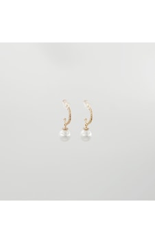 18k Rose Gold Plated Pearly Rope Hoop Küpe 92975031 18k Rose Gold Plated Pearly Rope Hoop Küpe 92975031